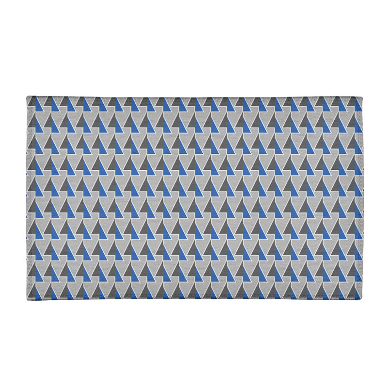 Tapis gris/bleu à flèches décalées, Rectangle 3 pi x 5 pi