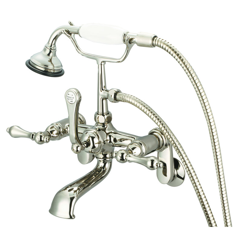 Stonington 3 Handle Clawfoot Tub Faucet, Lever Handles, Polished Nickel