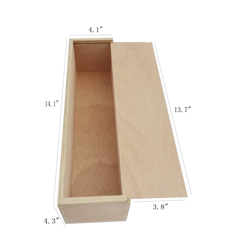Delphi 12.5 x 3.1 x 3.1" Single Bottle Wooden Wine Box Gift Box Natural Wood Box