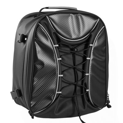 Motorcycle Tail Bag, 22-34 L Expandable Motorcycle Rear Seat Bag with Waterproof Rain Cover, Outdoor Sports Motorbike Luggage Storage Backpack Handbag with Straps, Pocket & Elastic Cord, Black