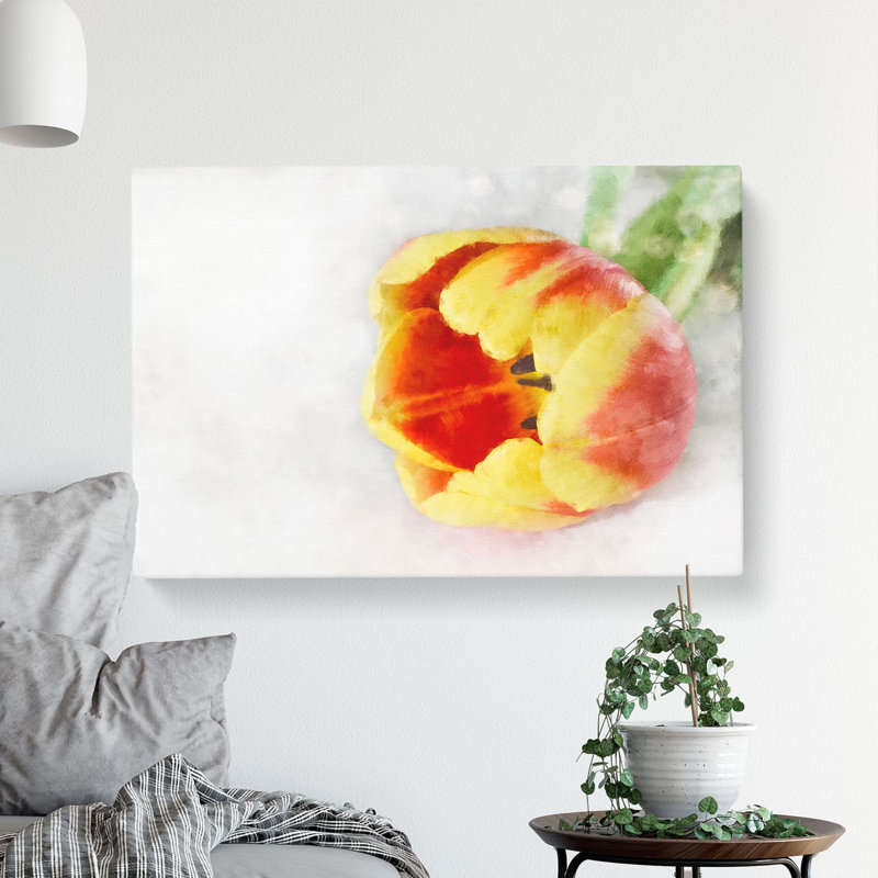Tulip In Red And Yellow - Wrapped Canvas Painting, 40cm H x 60cm W x 3cm D