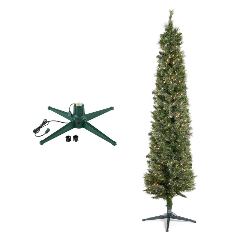 Latorrie Home Heritage Rotating Tree Stand Base w/Snowdrift 6.5' Pine Christmas Tree
