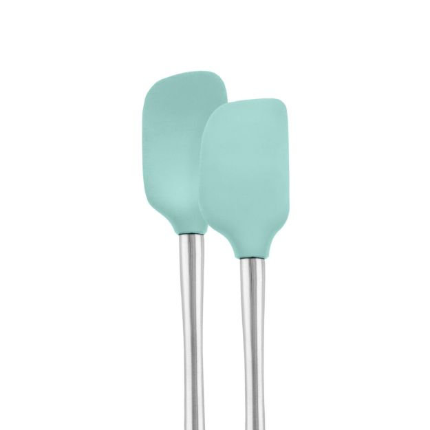 Flex-Core Mini Spatula & Spoonula Stainless Steel Handle, Aqua