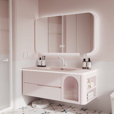Modern light luxury pink bathroom cabinet