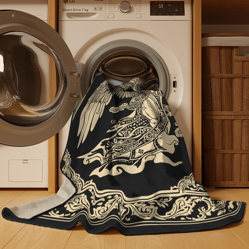 Tapis oriental classique lavable à la machine en brun - reliure noire, 2 x 3
