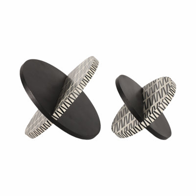 Latitude Run® 2-Piece 7/10" Gobiel Black & White Resin Orbs