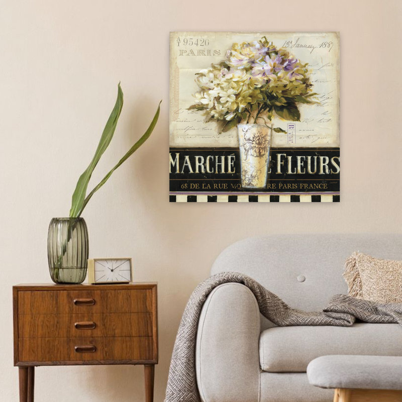 Art français avec des bouquets noirs, H 24 po x l 24 po
