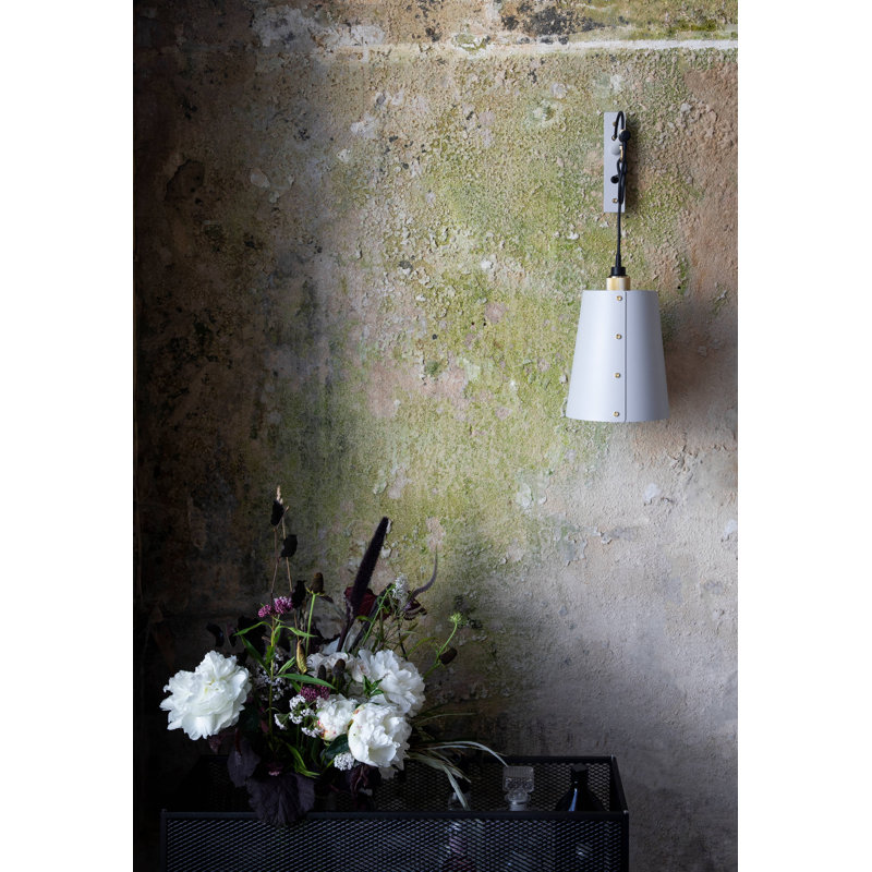 Cross Knurl 1 - Light Armed Sconce, Stone/Steel, 10.2 x 8.3