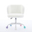 Chaise de bureau pivotante en laine d'alpaga artificielle, conception ergonomique, assise large, matériau respirant, ne perd pas ses poils, base élargie blanc neige, roues colorées, fauteuil de coiffeuse en laine prêt pour la chambre à coucher,-294532091