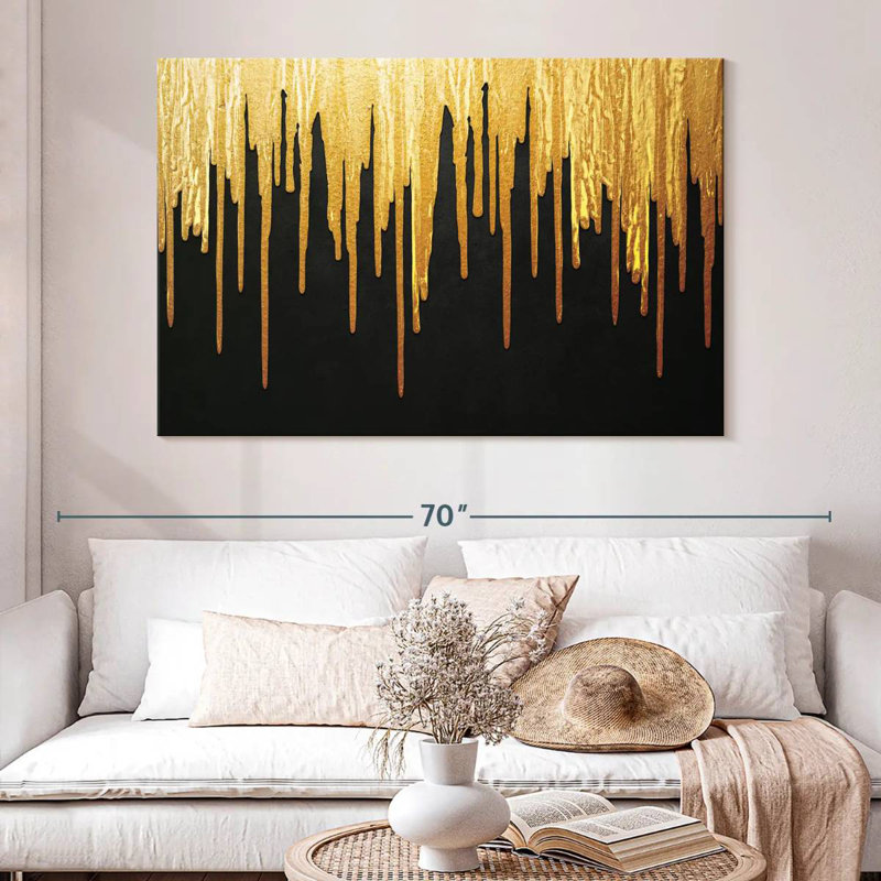 Goutte de peinture dorée Avery, H 34 po x l 51 po