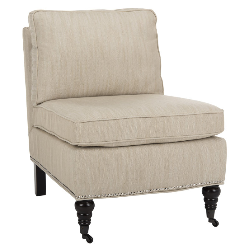 Upholstered Slipper Chair, Off-White 100% Linen