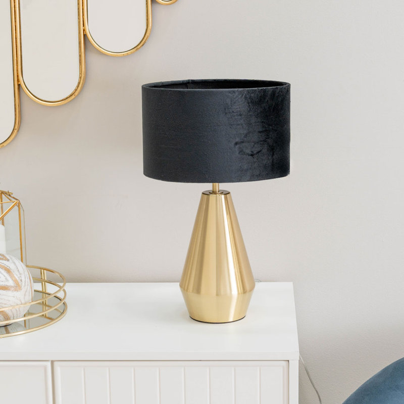 Metal Table Lamp, Black, Gold