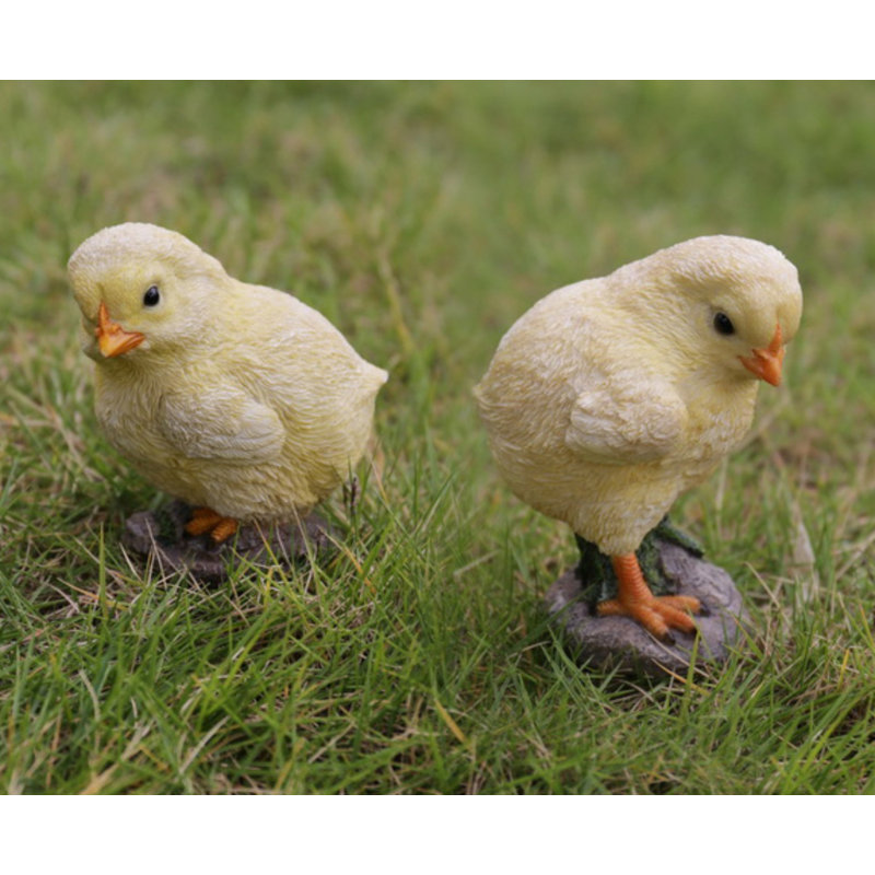 Ensemble de 2 statues de poussins de gauche et de droite
