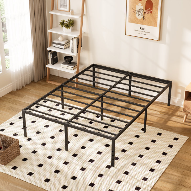 Metal Bed Frame, Sturdy & Noise-Free, with Under-Bed Storage, Non-Slip, No Box Spring Required, King, 18"