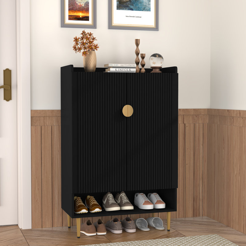 Rangement à chaussures moderne avec tablettes réglables, Noir