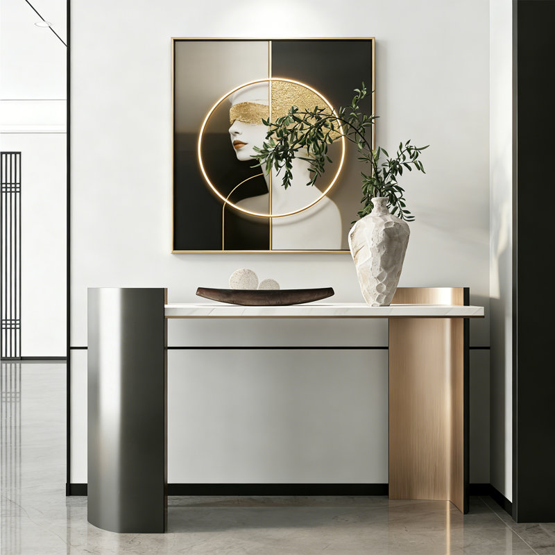 Italian Minimalist Luxury Console Table, H 33,46 po x l 55,12 po x P 13,78 po