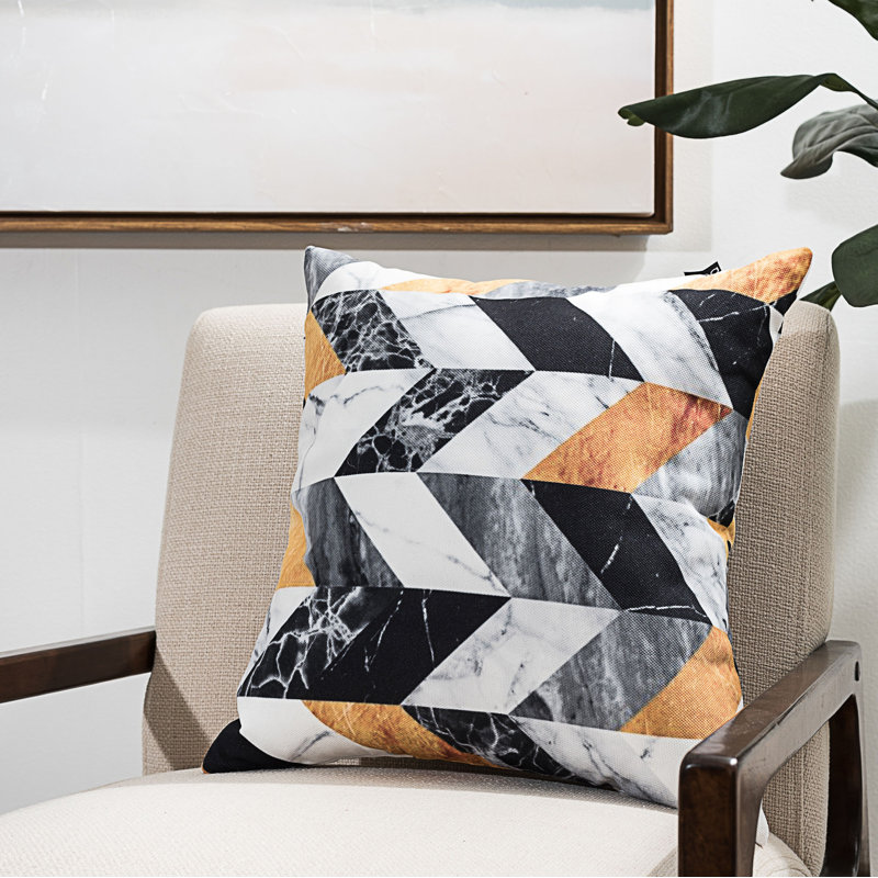  Marble Geometric Throw Pillow, 16" x 16"
