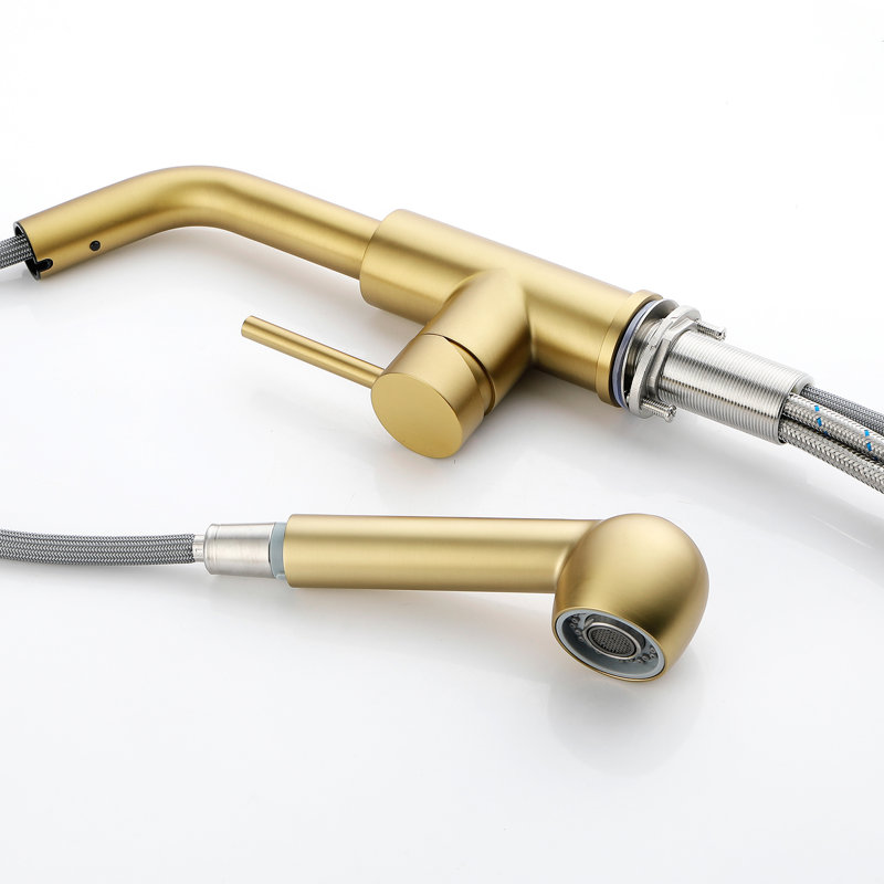 Robinet d'évier de cuisine à poignée simple en or - Finition rouille pour une durabilité de 1,8 GPM, Doré