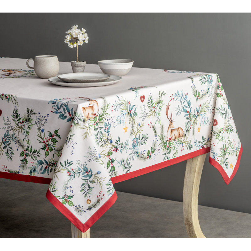 100% Cotton Square Christmas Tablecloth, 54" x 54"