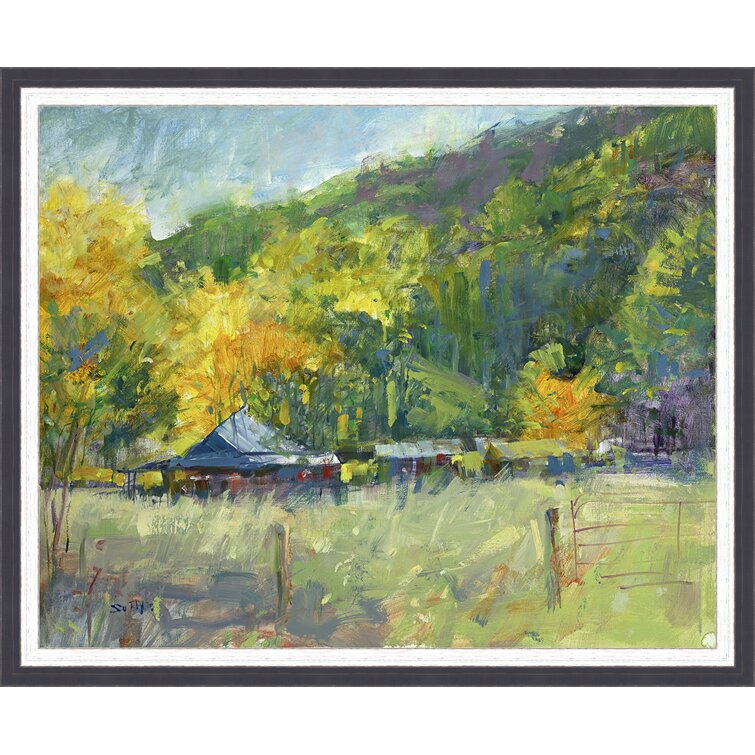 Paint By Number Style Mountain Cabin & Lake (Not A PBN Kit) On Paper Print
