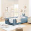 Lit simple tapissier Boucle avec oreilles de lapin, rail et rangement, tête de lit bleue ciel dans la chambre-130530601