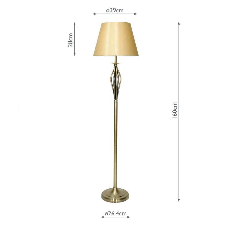 Briargate 160cm Traditional Floor Lamp Set, Antique Brass / Gold