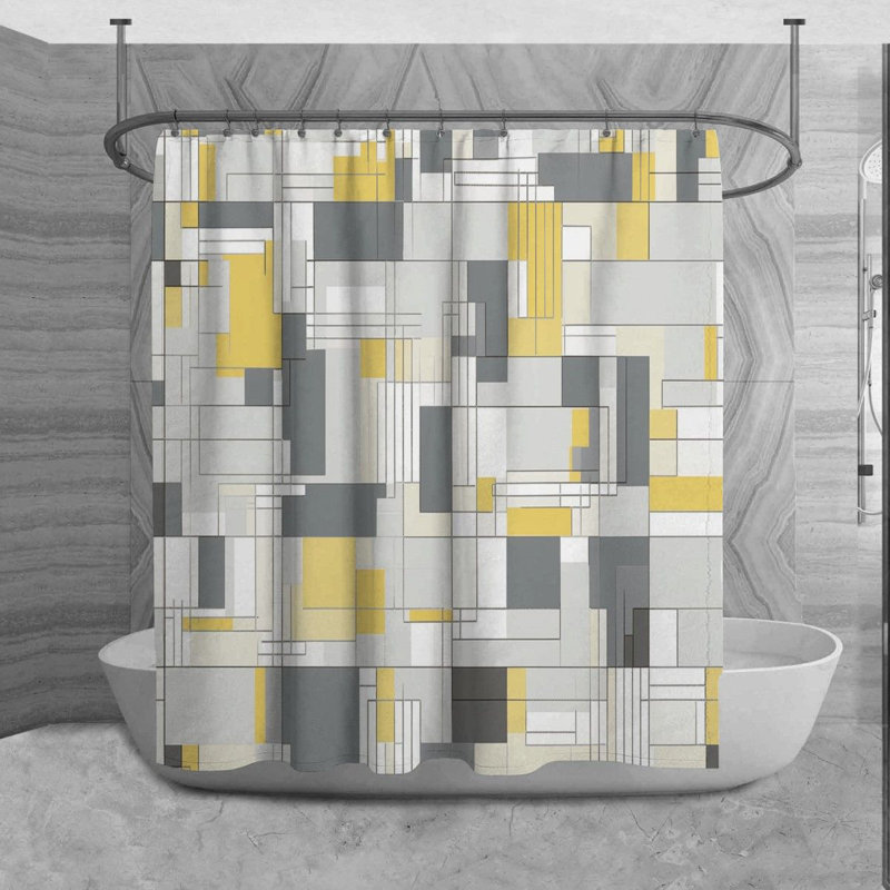 Kryslin Geometric Shower Curtain, 73" H x 70" W