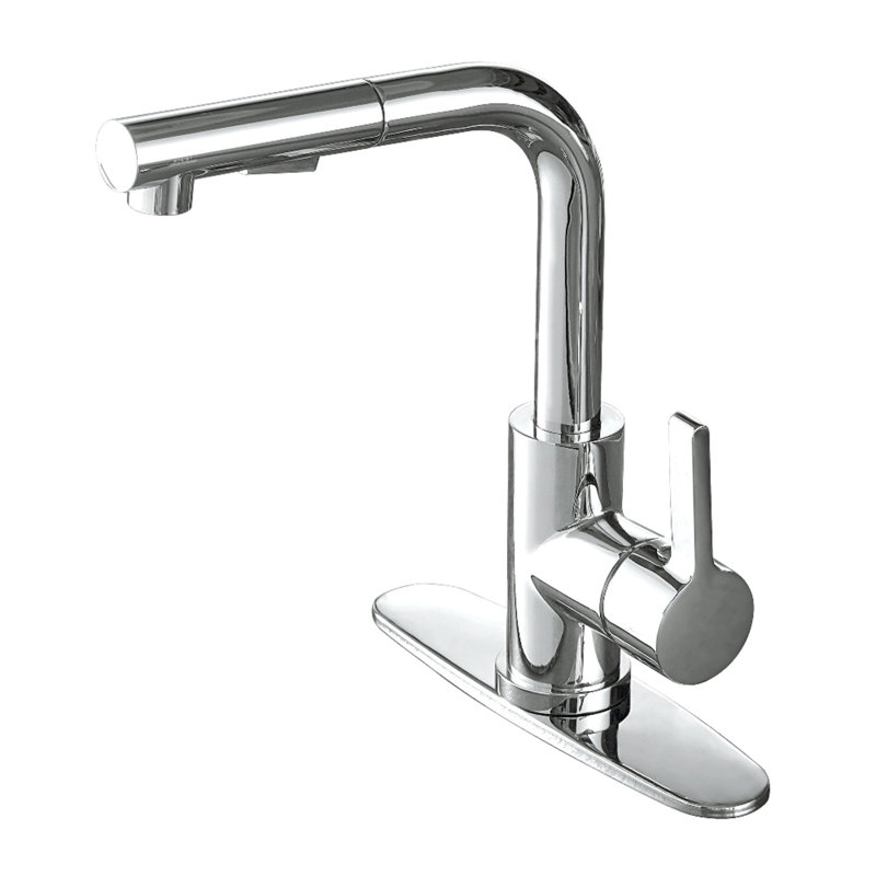 Robinet de cuisine à poignée simple pull out Gourmetier, Chrome poli