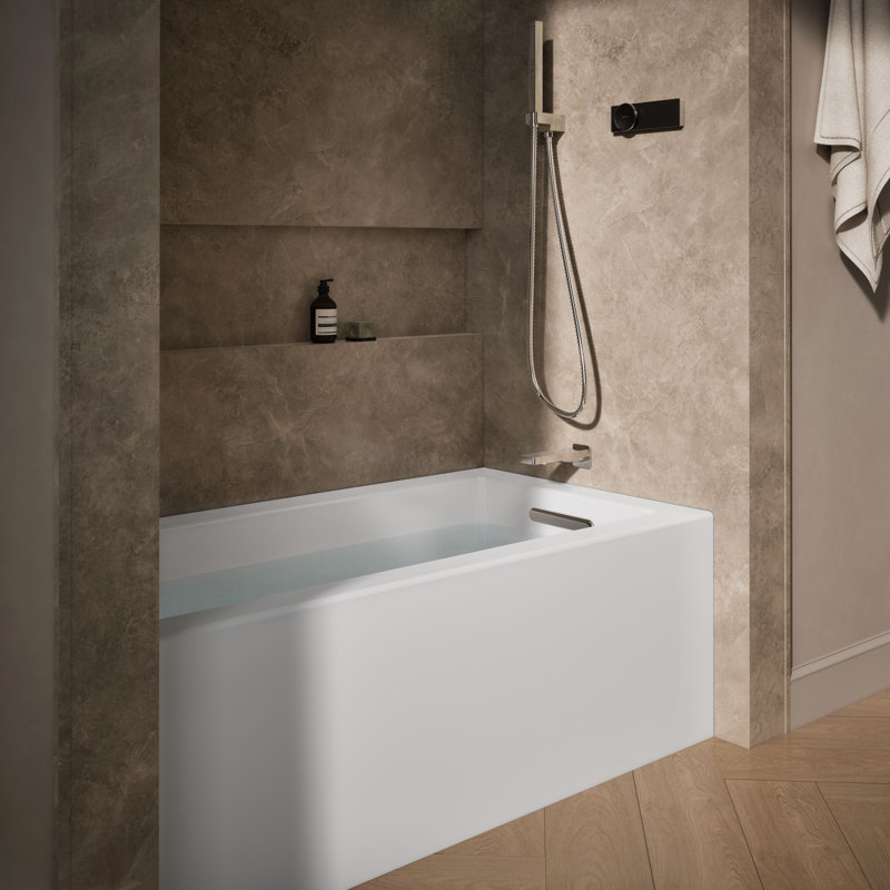 Baignoire de trempage rectangulaire en alcôve avec tablier intégré 60 po x 32 po, Droite