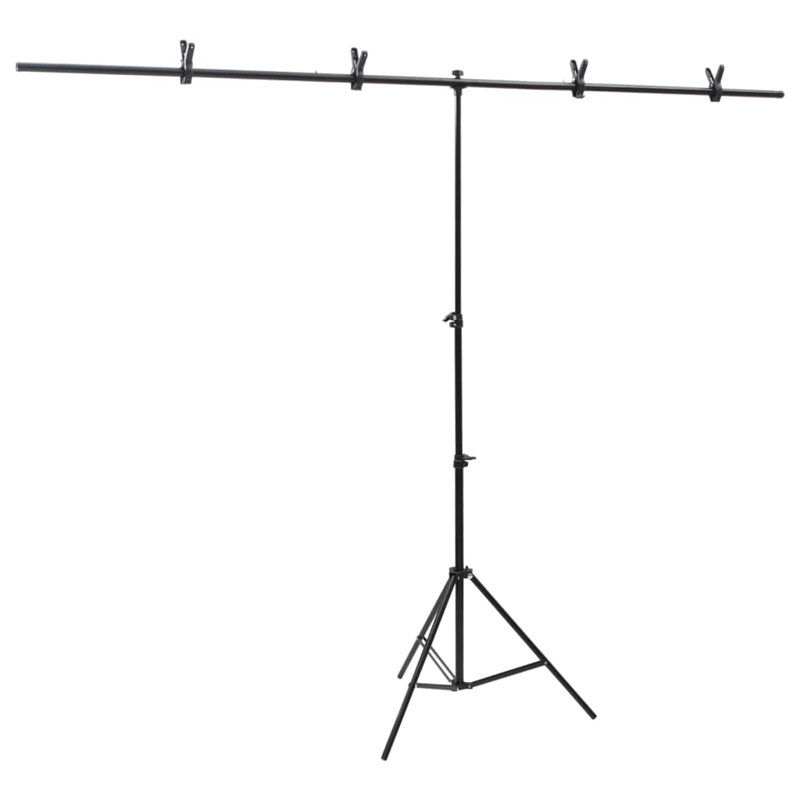 Vidaxl T-Shape Background Stand Black , 23.6" H x 79.1" W