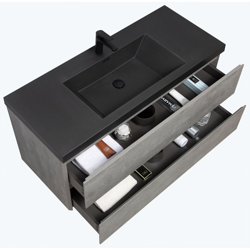 Meuble-lavabo flottant 48 po avec lavabo, rangement mural moderne