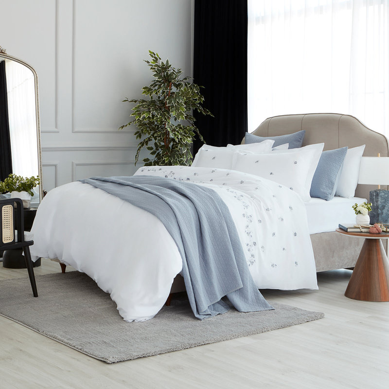Garyson Cotton Solid Colour Duvet Cover Set with Pillowcases, King - 2 Standard Pillowcases