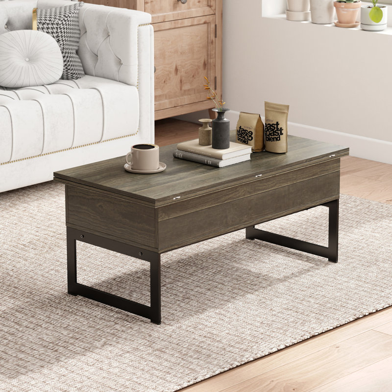 Susie 4-In-1 Lift Top Coffee Table With Storage, Multi-Fuction Coffee Table For Living Room, Gray