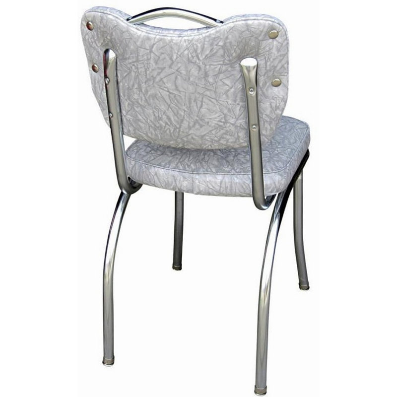 Retro Home Upholstered Handle Back Dining Chair, Gray