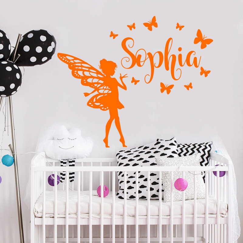 Décalcomanie murale chambre de bébé papillon, Orange