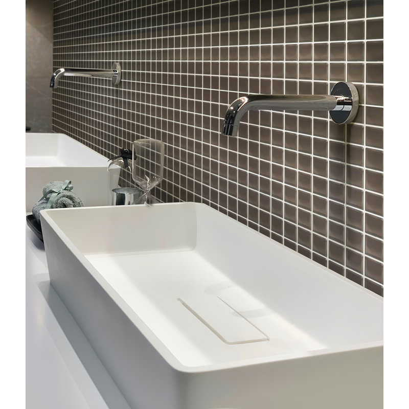1" x 1" Polished Glass Mosaic Tile, Ash Gray