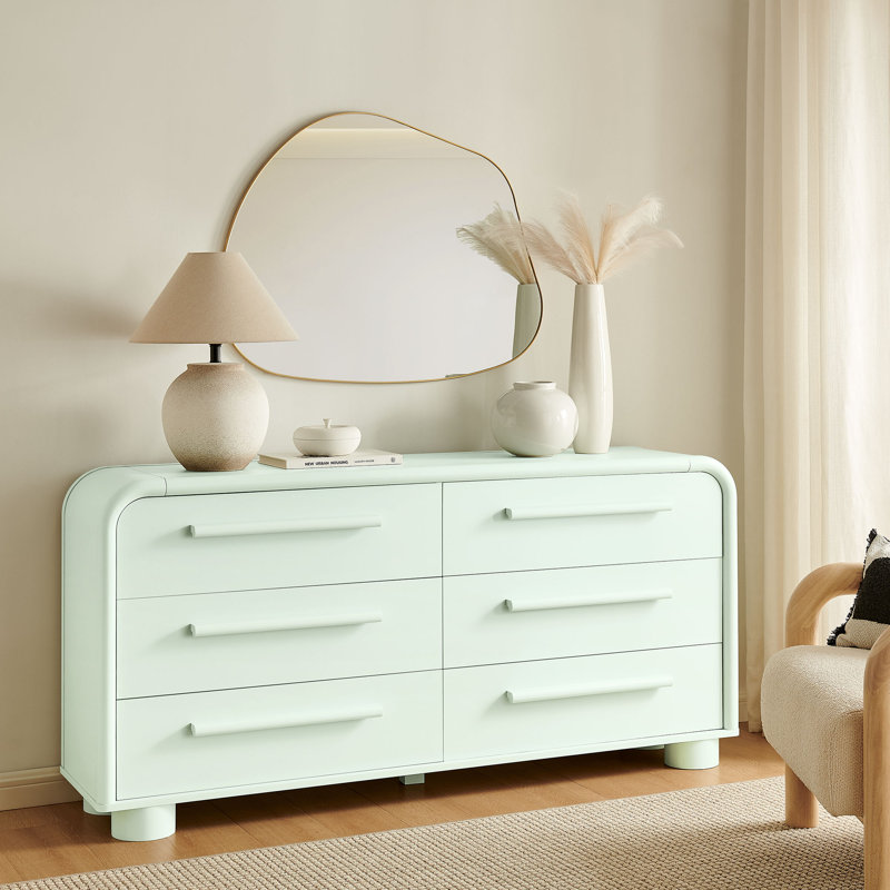 Commode courbée à 6 tiroirs Bellamy, Sauge
