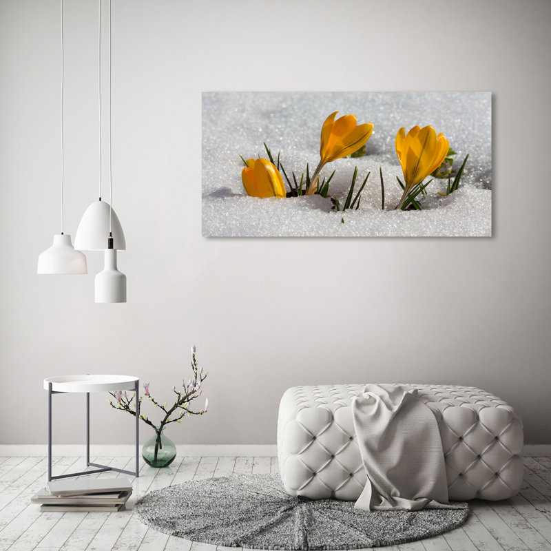Crocuses In The Snow - Wrapped Canvas Print, Wrapped Canvas, 60cm H x 120cm W