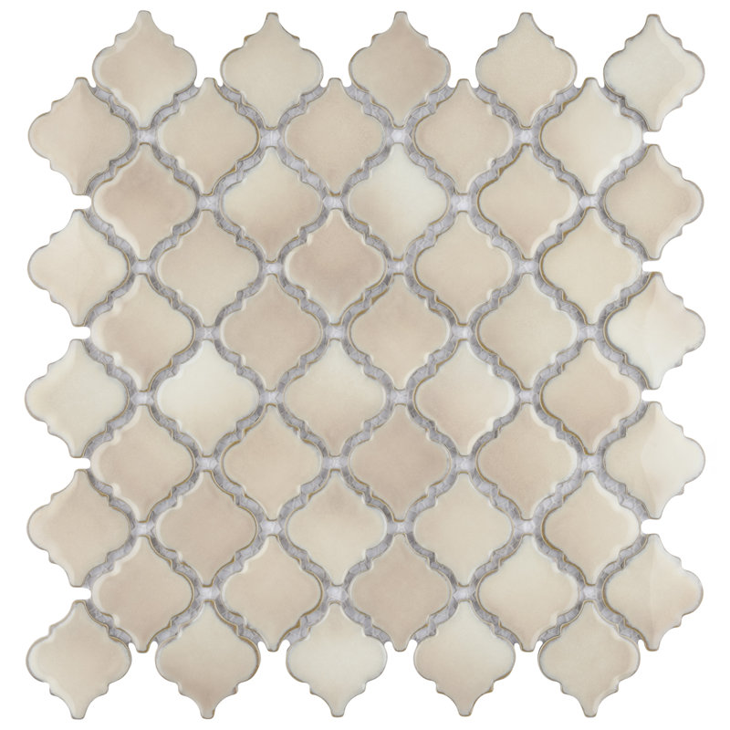 Hudson Tangier 2" x 2" Porcelain Arabesque Mosaic Wall & Floor Tile, Truffle
