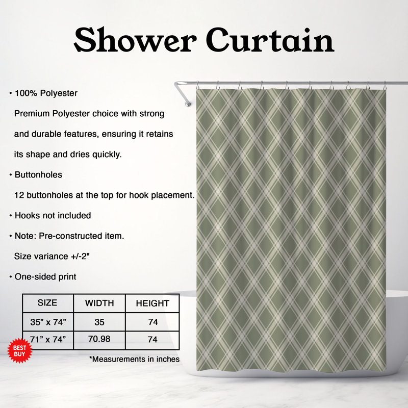 Rideau de douche Brindle Lattice - Premium, H 74 po x l 71 po
