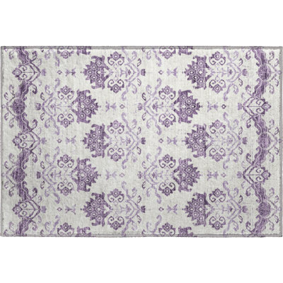Premium Machine Washable Prisco Purple Rug