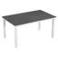 Ensemble de salle à manger 6 pièces rectangulaire avec banc et 4 chaises blanches classiques, bois massif, plateau gris