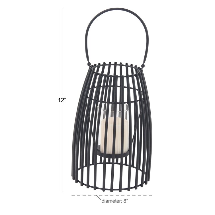 Joss & Main Metal Tabletop Candle Lantern with Handle for Indoor and  Outdoor Use, Gray/Black & Reviews