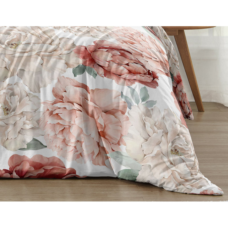 Ensemble d'édredon en microfibre rose / blanc / ivoire 3 pièces