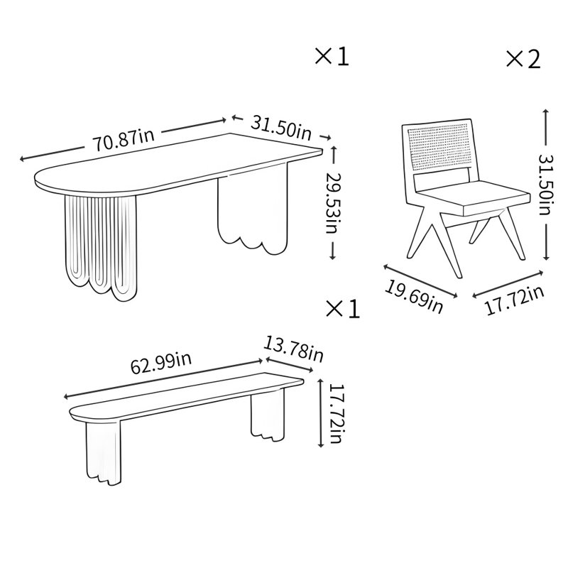Ensemble de table de salle à manger Simple, Brun noix / noir