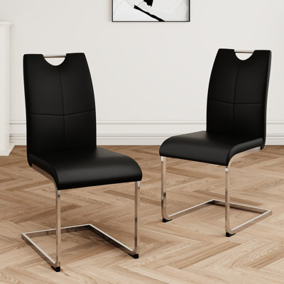 De 2 chaises de salle à manger avec housse en similicuir et pieds en métal, ergonomiques pour tous les environnements, imperméables, faciles à nettoyer, solides, chambre à coucher, cuisine, chambre, look élégant et imperméable