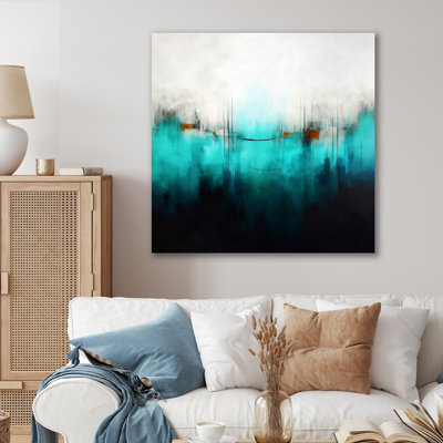 Bleu et noir ondulation abstraite Medley III - art mural abstrait