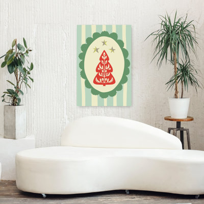 Reproduction d'art mural arbre de Noël Folk Art Modern