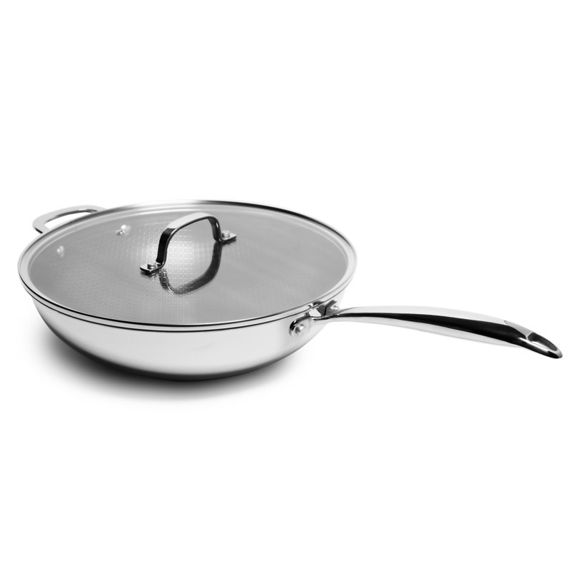 Wok en acier inoxydable antiadhésif avec couvercle Lexi Home Modern Kitchen Basics