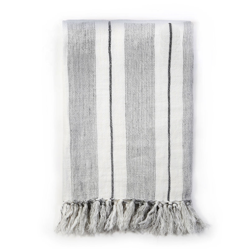 Laguna Knitted Blanket, Gray/Natural, Queen
